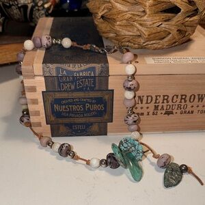 Boho Turquoise and Pink Beaded Women’s Necklace